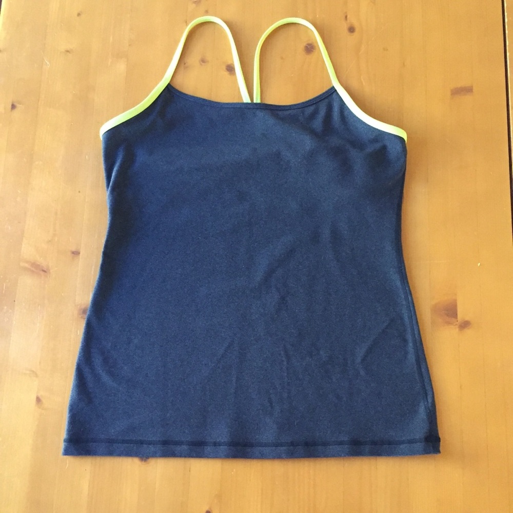Lululemon Power Y Tank Charcoal and Lime Green